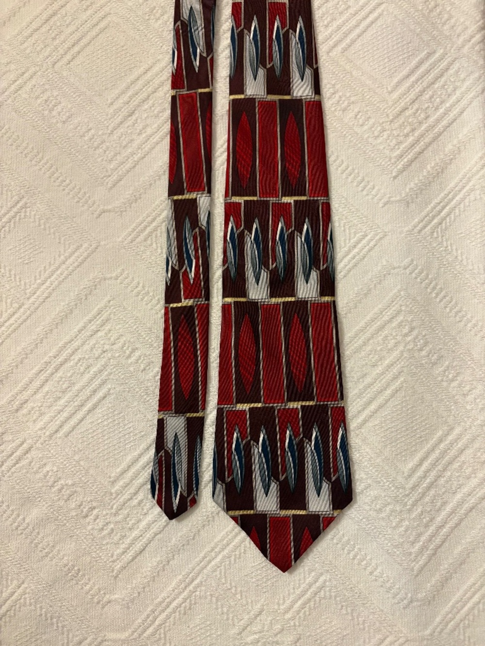 Conte di Milano Silk Tie Vintage Art Deco Bold Abstract Pattern Mens Necktie